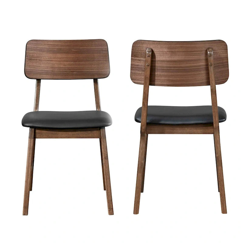 Chaise d'appoint noire et noyer (lot de 2)