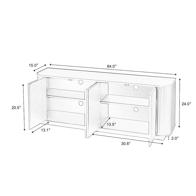 Meuble de rangement, buffet, meuble TV avec motif ondulé